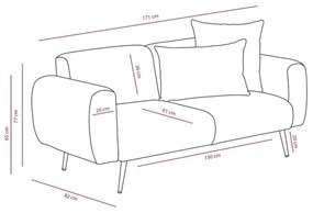 Canapea PISA, 2 locuri, gri deschis