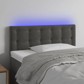 3122089 vidaXL Tăblie de pat cu LED, gri închis, 100x5x78/88 cm, catifea