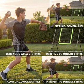 HOMCOM Plasă Rebounder Pliabilă pentru Fotbal și Baseball cu 21 de Corzi și Zonă de Precizie, 123x90x174 cm, Negru | Aosom Romania