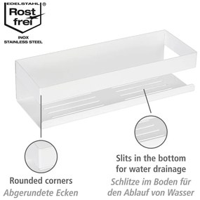 Raft pentru baie alb mat autoadeziv cu Turbo-Loc din oțel inoxidabil Genova – Wenko