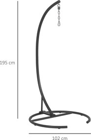 Outsunny Suport pentru Scaun Suspendat cu Bază Stabilă Cadru metalic Suport pentru Leagăn Ø102x195 cm Negru | Aosom Romania