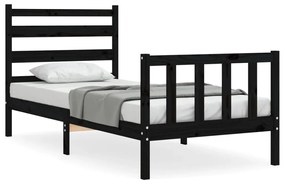 3192000 vidaXL Cadru de pat cu tăblie Small Single, negru, lemn masiv