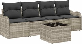 vidaXL Set de canapele pentru grădină 5 pcs Gri deschis și gri închis