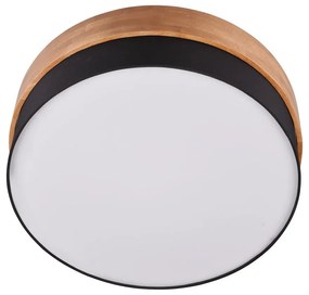 Plafonieră neagră/în culoare naturală cu abajur textil Seasons – Trio