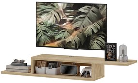 HOMCOM Suport TV mural flotant suspendat - raft perete flotant - nisa, treceri cabluri - stejar deschis | Aosom Romania