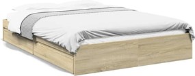 vidaXL Cadru de pat cu sertare stejar sonoma 160x200 cm lemn prelucrat