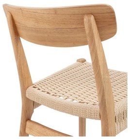 Scaune de dining în culoare naturală 2 buc. din lemn de arbore de cauciuc Biel – MOME