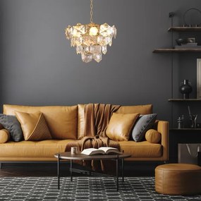 Lustră pe lanț DIANA 6xE14/40W/230V aurie