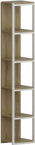 Biblioteca TEXAS, stejar/alb, PAL melaminat/metal, 34x30x180 cm