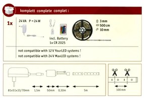 Bandă dimabilă LED RGB/20W Paulmann 78978 SIMPLED 5m 230V + telecomandă