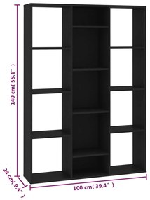 Separator camera Biblioteca, negru, 100x24x140 cm, PAL Negru, 1