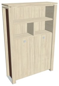 Dulap înalt pentru haine Verno+ S 140 x 46 x 210 cm, cu rafturi, salcâm / maro