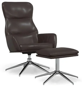 3097441 vidaXL Scaun de relaxare cu taburet, maro lucios, piele ecologică