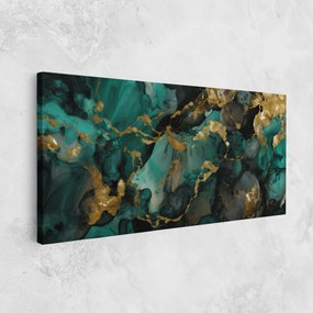 Tablou Canvas, 80x160cm, Dormitor si Living, Abstracte, Marble, Dark Green Golden Marble