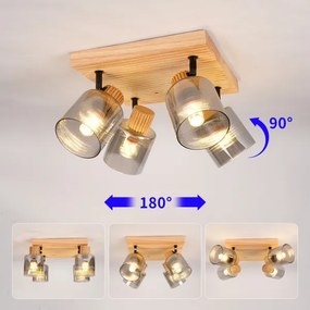Brilagi - Plafonieră cu spoturi HYGGE 4xE14/15W/230V lemn/fumuriu