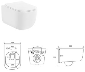 Set vas wc suspendat rimless si capac softclose Quick Release Fluminia Orion