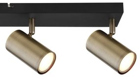 Plafoniera cu 4 spoturi directionabile design modern ROBBY negru mat, alama antica