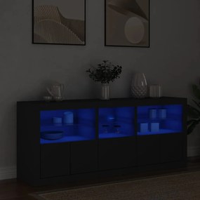 3208996 vidaXL Dulap cu lumini LED, negru, 162x37x67 cm