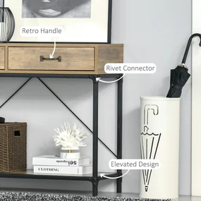 Masă Consolă Vintage HOMCOM din Metal și Lemn, Design Elegant cu 2 Sertare și Raft, Maro, pentru Living, Sufragerie | Aosom Romania