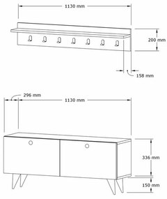Cuier de perete cu dulap pentru pantofi Rupa Walnut