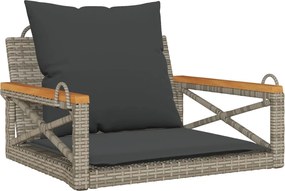 vidaXL Bancă de balansoar cu perne, gri, 63x62x40 cm, poliratan