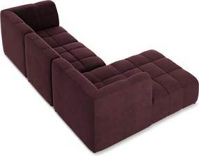 Colțar burgundy cu tapițerie din catifea (cu colț pe partea stângă/cu șezlong) Aloha – Makamii