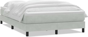vidaXL Pat box spring cu saltea, gri deschis, 160x210 cm, catifea