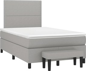vidaXL Pat box spring cu saltea, gri deschis, 120x190 cm, textil