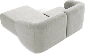 Colțar gri deschis cu tapițerie din chenille (cu colț pe partea dreaptă/cu șezlong) Lani – Makamii