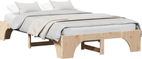 vidaXL Cadru de pat natural 135 x 190 cm Lemn de pin masiv
