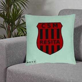 Perna Personalizata CSM Resita Fotbal, 40x40 cm, Verde Menta, Husa Detasabila, Perna Inclusa, BEKZ®