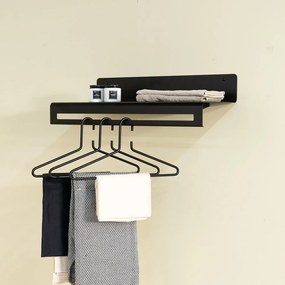Cuier de perete negru cu raft din metal 60 cm Sway – Spinder Design