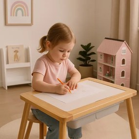 Masă multifuncțională educațională din lemn pentru copii + scaun
