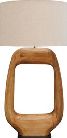 Lampa de masa, din lemn de mango, cu abajur din in si bumbac, Masai