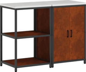 vidaXL Set de depozitare pentru bucătărie cu raft cu ușă 2 pcs Ruginit