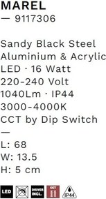 Aplica de perete LED baie IP44 MAREL negru