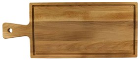 Tocator lemn cu maner 490x200x20 mm, Maro natur