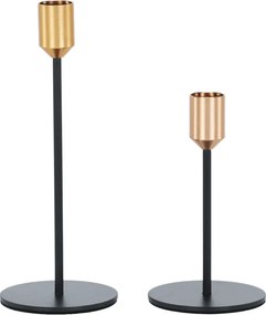 Set două sfeşnice, negru/auriu, ARLOB