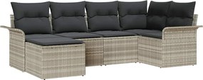 vidaXL Set de canapele pentru grădină 6 pcs Gri deschis poliratan