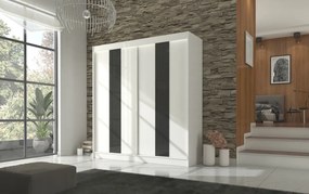 Dulap cu usi glisante 200x215 cm, Karen, ADRK Furniture (Culoare: Sonoma / Alb Lacobel)