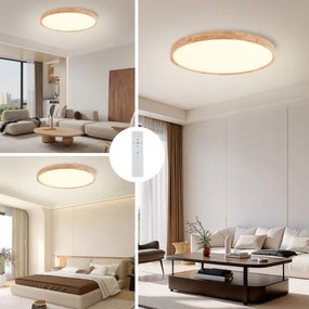 Brilagi - Corp de iluminat LED dimerizabil WOODROUND LED/70W/230V 3000-6000K Ø 80 cm + telecomandă