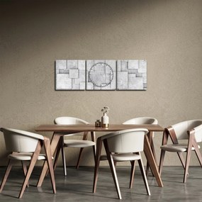 Tablou - Abstracție cu faianță de beton (cu ceas) (90x30 cm)