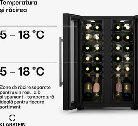 Klarstein Frigider pentru vin Shiraz, 2 zone de răcire, comandă tactilă, iluminare LED, model independent