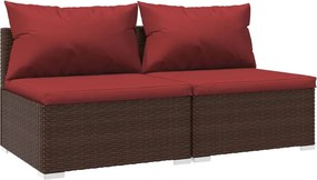 vidaXL Set mobilier relaxare grădină cu perne 2 piese maro poliratan