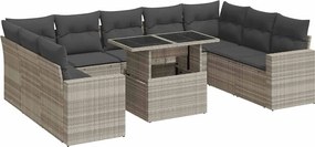 vidaXL Set canapele de grădină cu perne 10 piese gri deschis poliratan