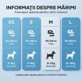 PawHut Scutece pentru Câini Masculi, 48 Bucăți cu Bandă Elastică Reglabilă, 62 x 20 cm, Alb | Aosom Romania