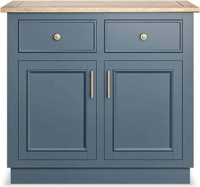 Comodă lemn masiv natur Richmond Albastru/, 90 × 45 × 81 cm