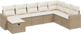 vidaXL Set canapele de grădină, 8 piese, cu perne, bej, poliratan
