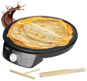 Aparat pentru clatite Rosberg R51323A, 1200W, 30 cm, Antiaderent, Reglare temperatura, Negru