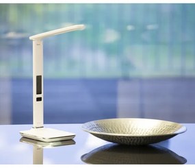 Immax 08934L - LED lampa de masa cu display KINGFISHER LED/9W/230V alba